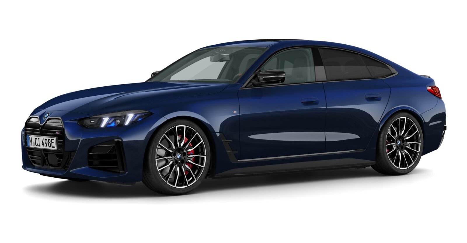 BMW i4 M60 xDrive Gran Coupé in Blau von vorne