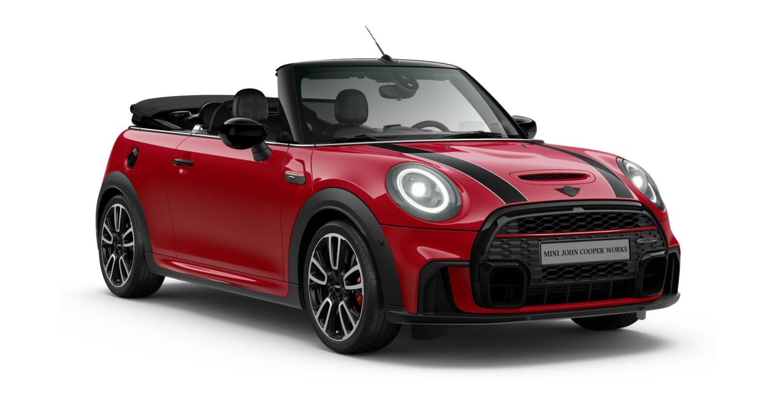 MINI JCW Cabrio in Rot von vorne MINI JCW Cabrio in Rot von vorne