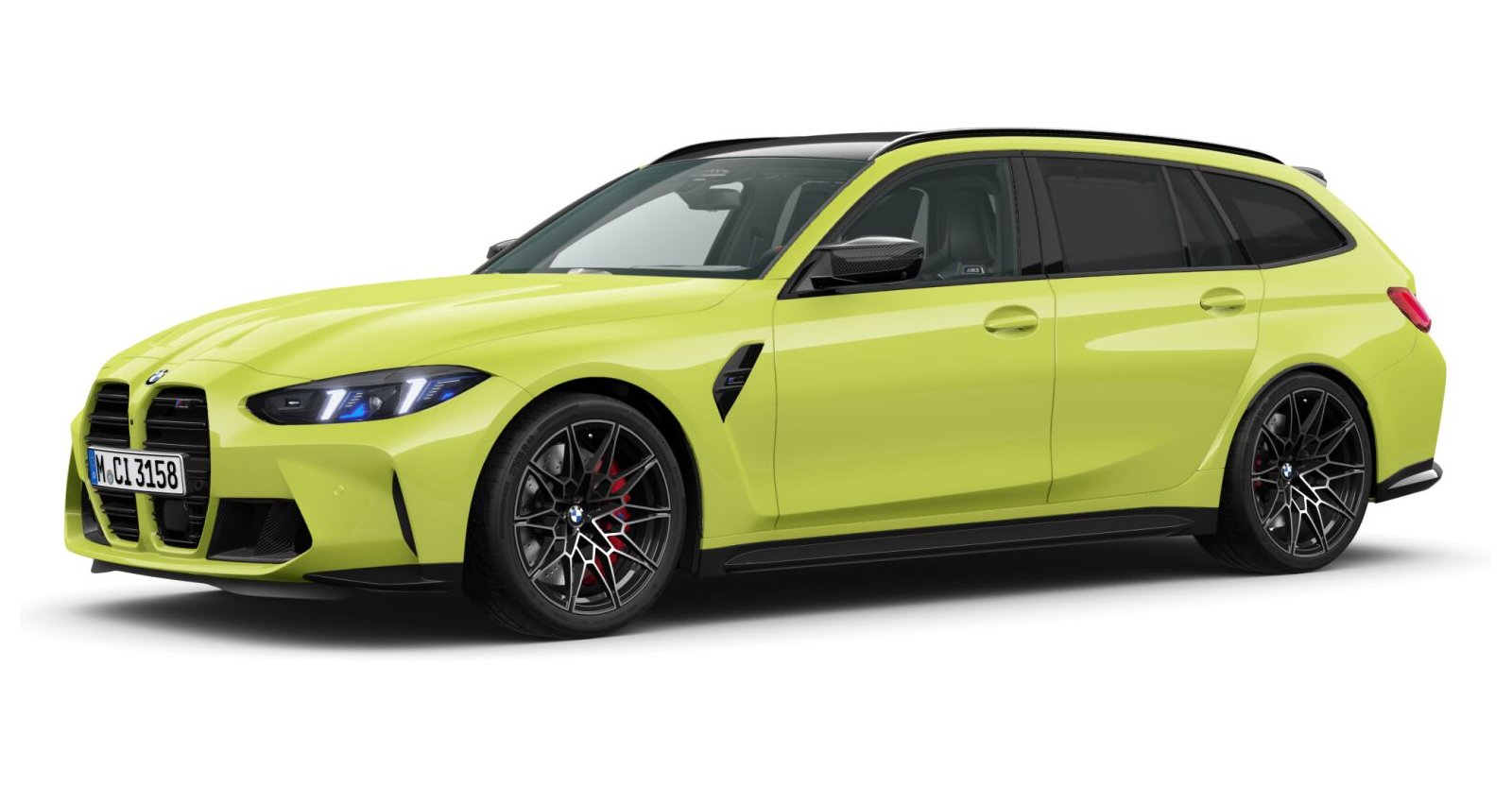 BMW M3 Competition Touring mit M xDrive in Gelb von vorne BMW M3 Competition Touring mit M xDrive in Gelb von vorne