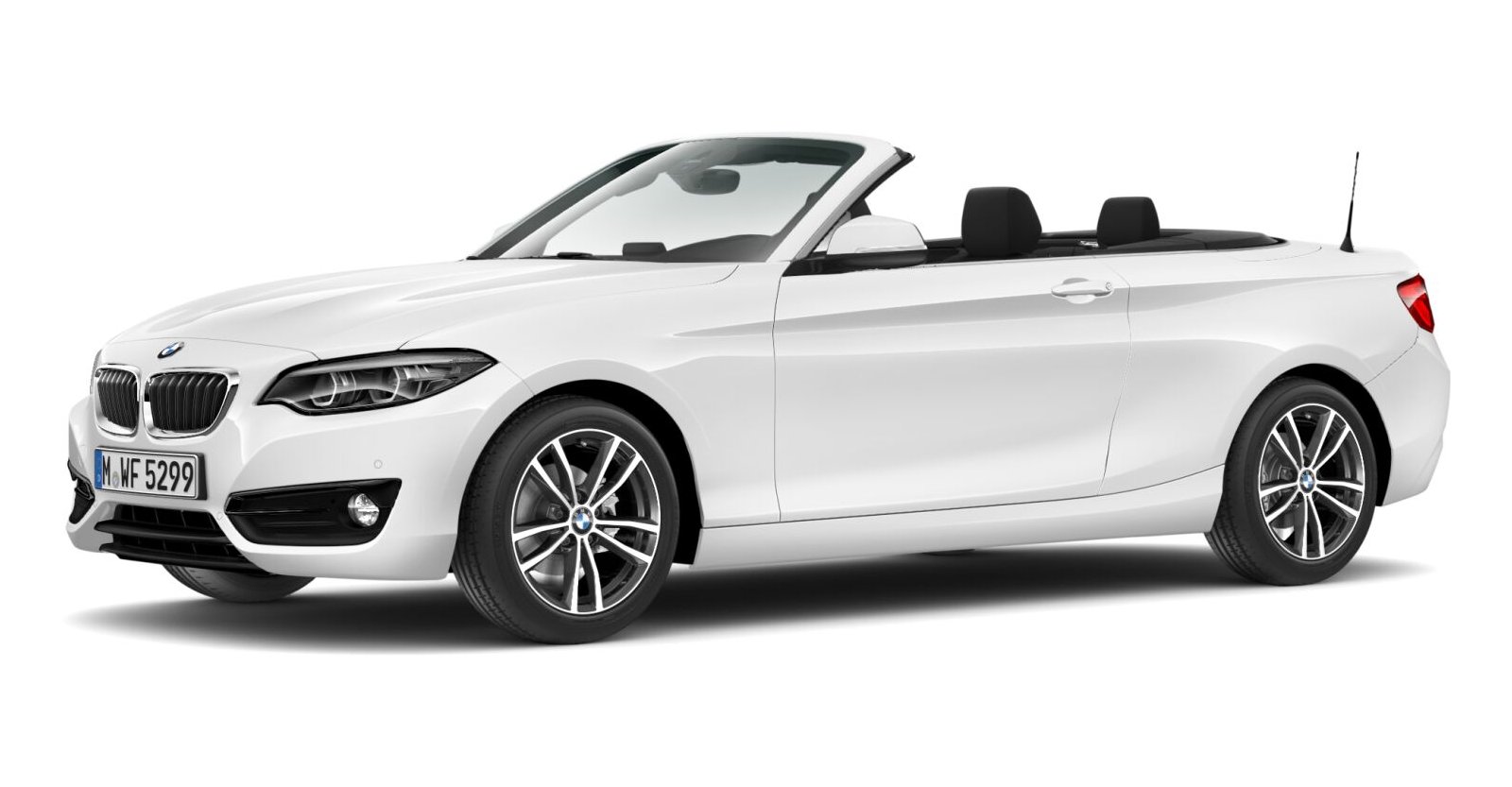 BMW 218i Cabrio in Weiß von vorne