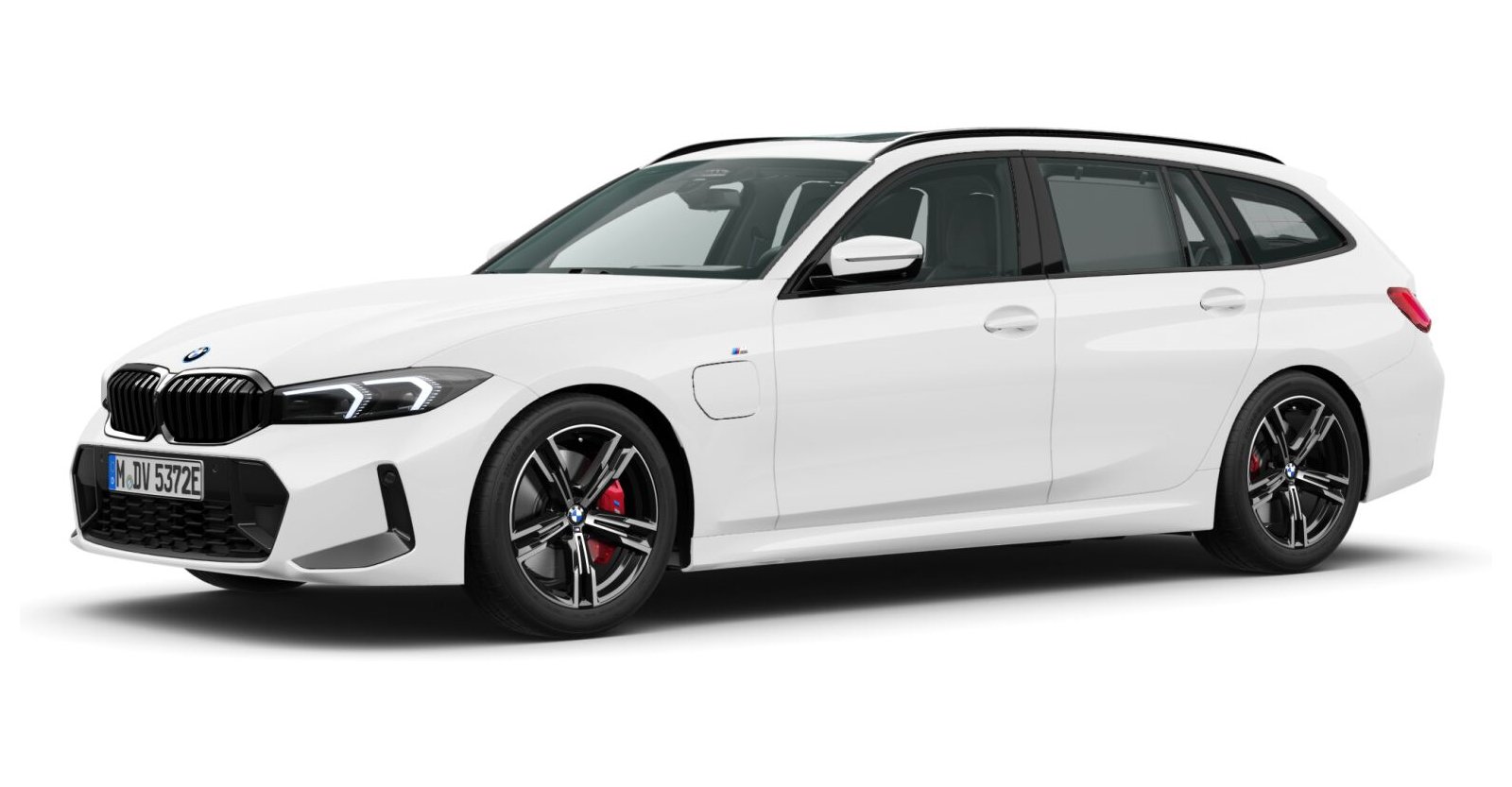 BMW 330e Touring in Weiß von vorne