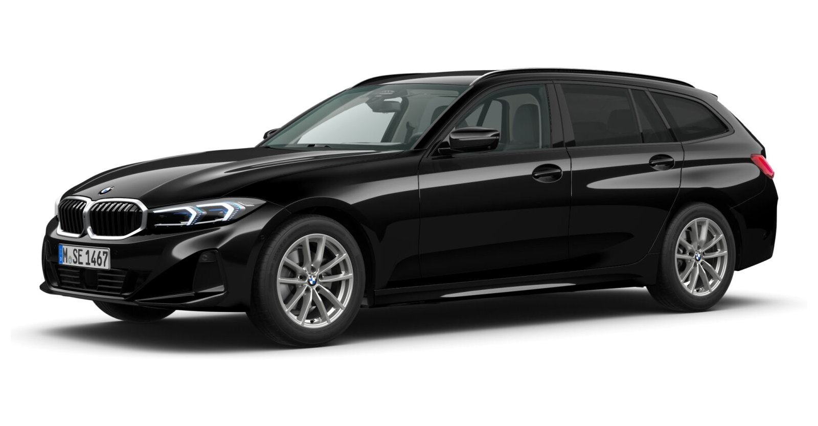 BMW 330i xDrive Touring in Schwarz von vorne