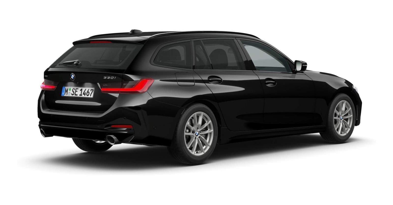 BMW BMW 3er in Schwarz von hinten