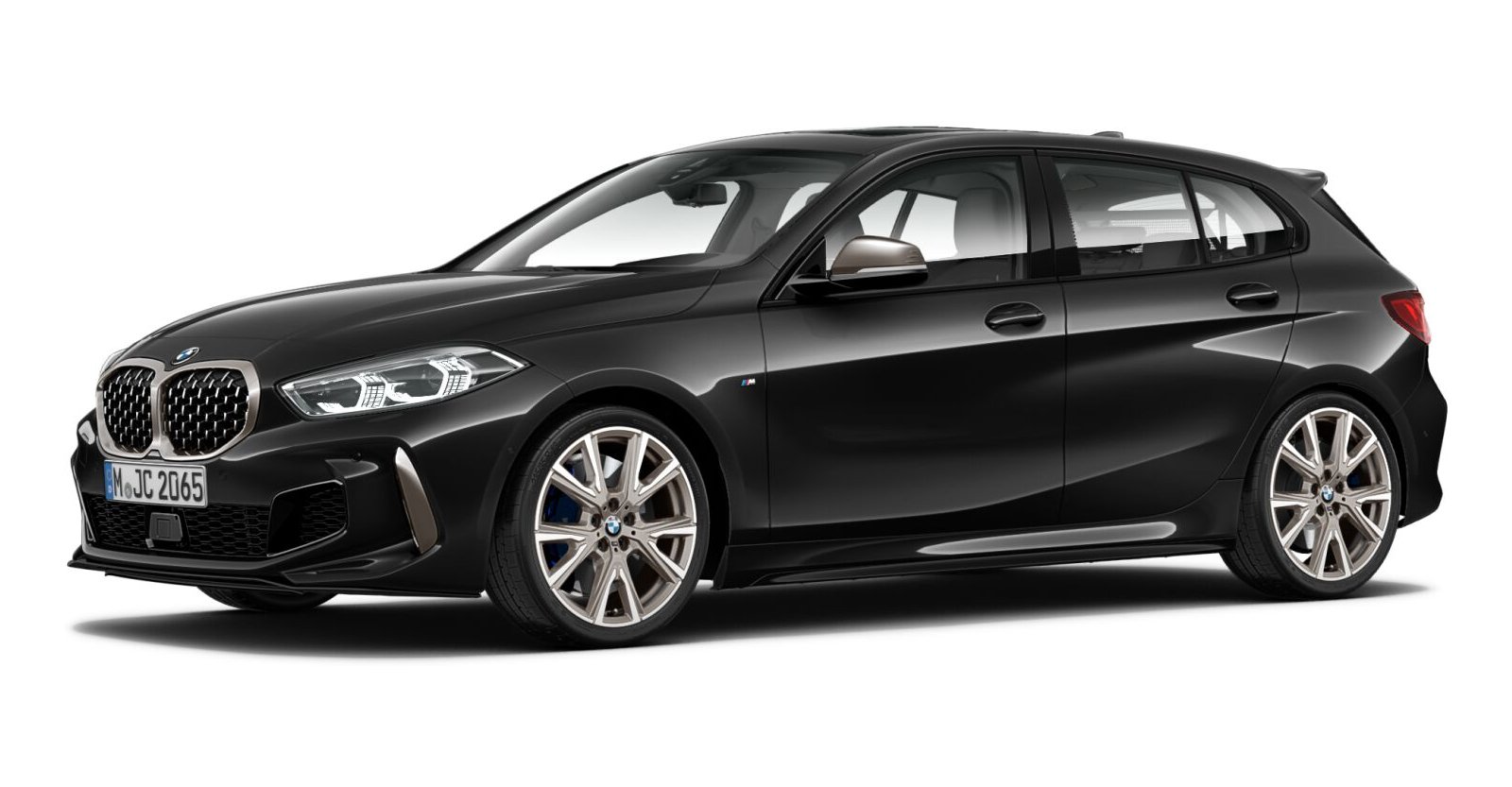 BMW M135i xDrive in Schwarz von vorne
