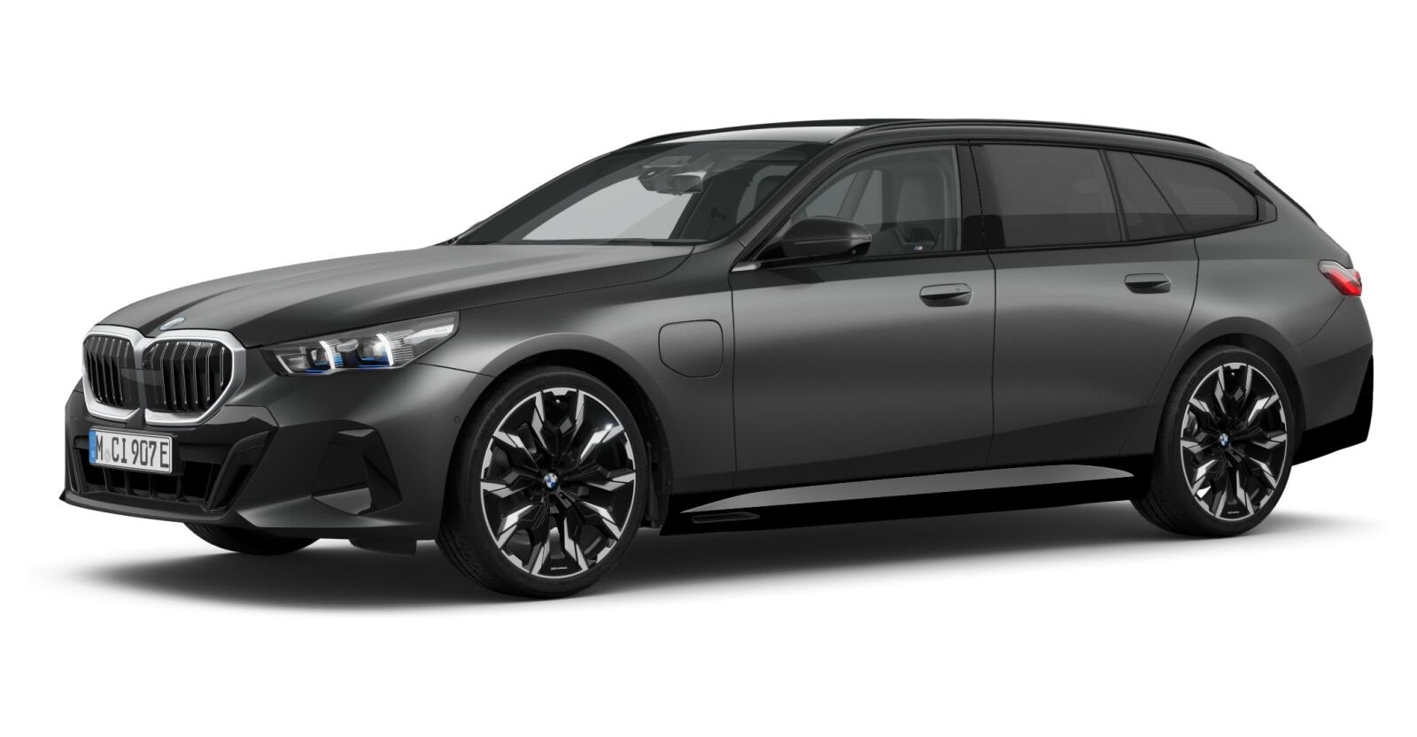 BMW 530e xDrive Touring in Grau von vorne