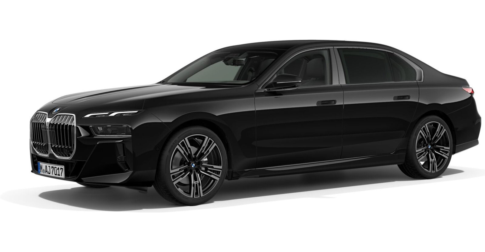 BMW 740d xDrive Limousine in Schwarz von vorne