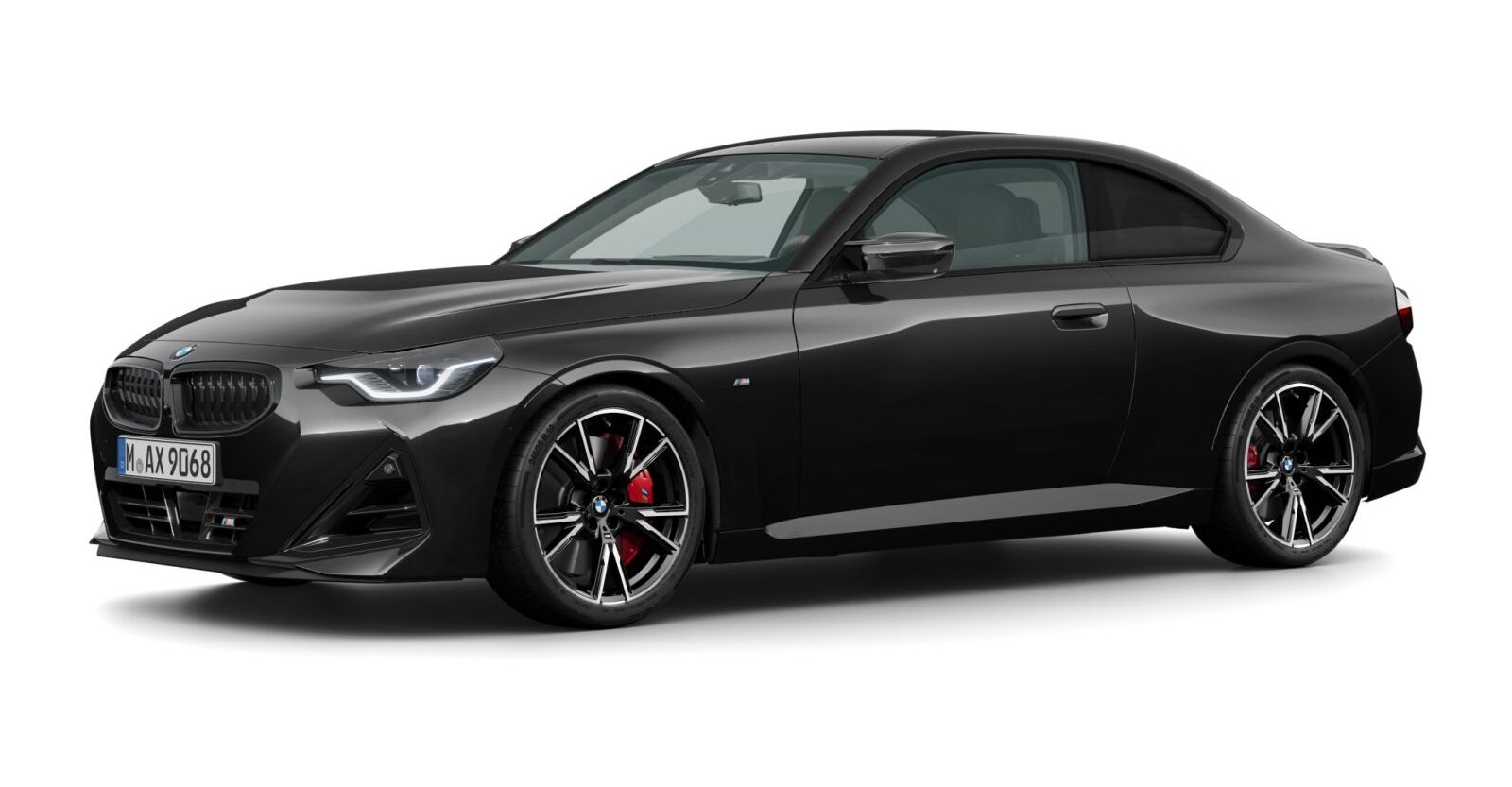 BMW M240i xDrive Coupé in Schwarz von vorne BMW M240i xDrive Coupé in Schwarz von vorne