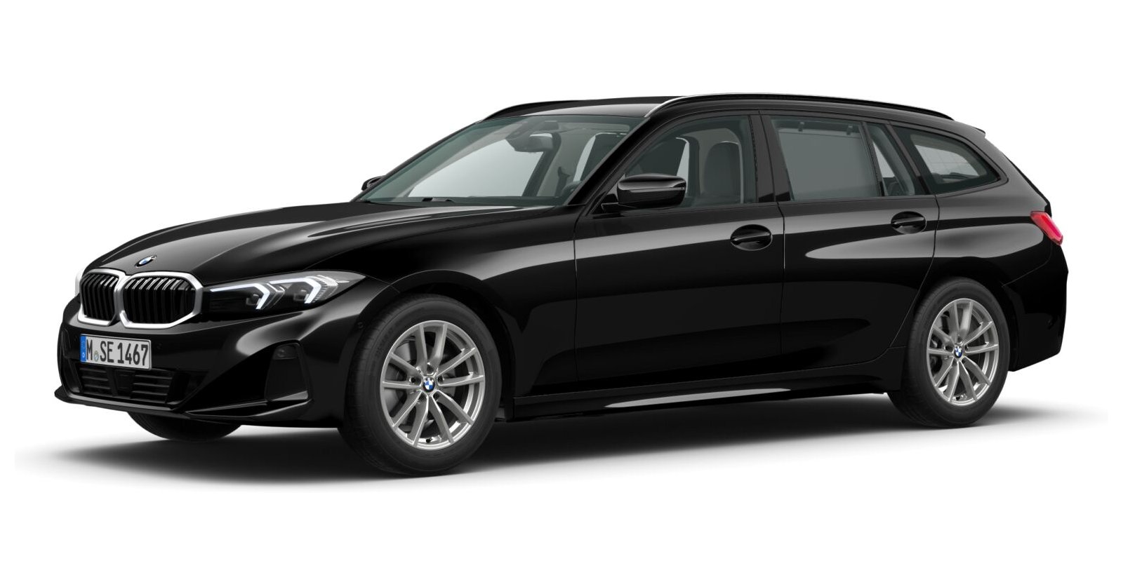 BMW 320d Touring in Schwarz von vorne