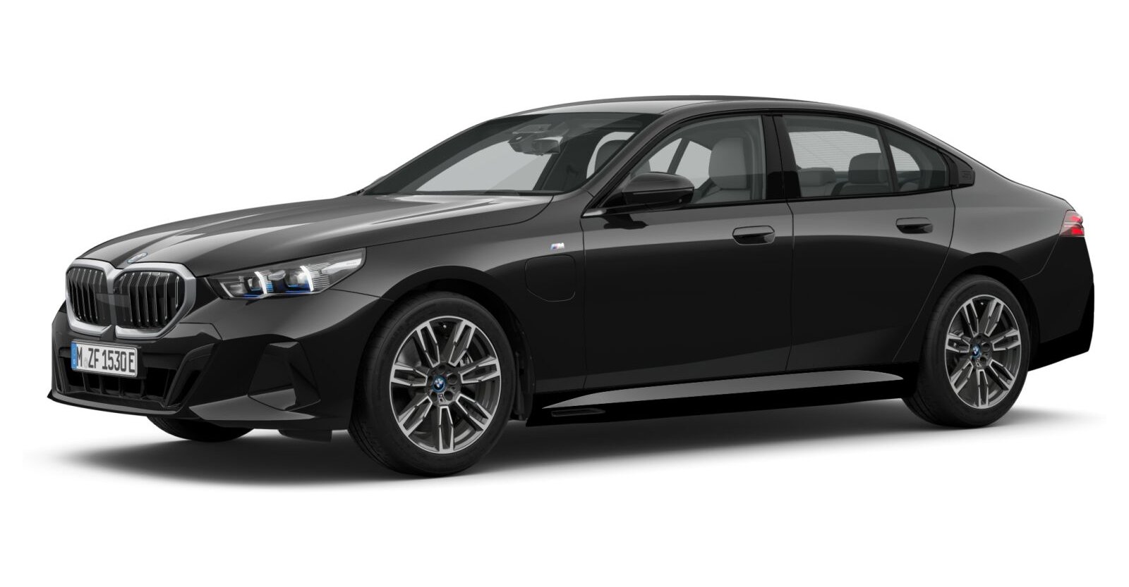 BMW 550e xDrive Limousine in Schwarz von vorne BMW 550e xDrive Limousine in Schwarz von vorne