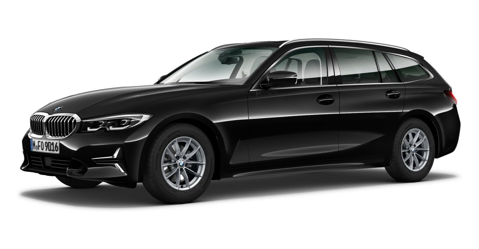 BMW 330d Touring in Schwarz von vorne