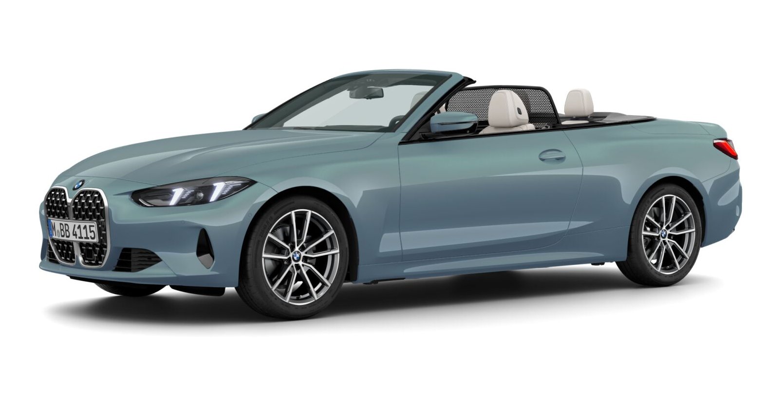 BMW 420i Cabrio in Grün von vorne
