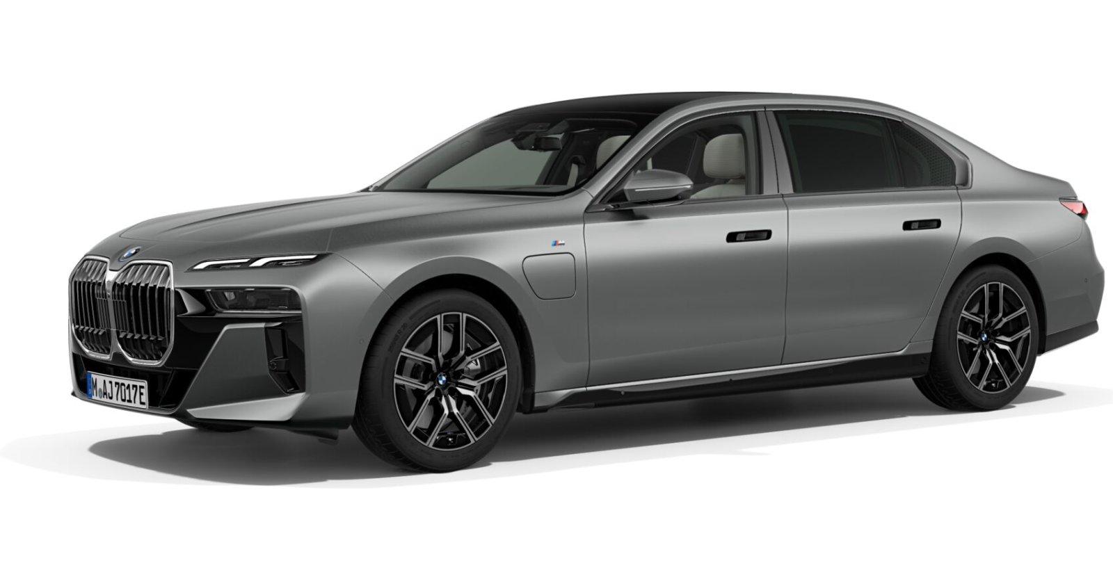 BMW 750e xDrive Limousine in Grau von vorne