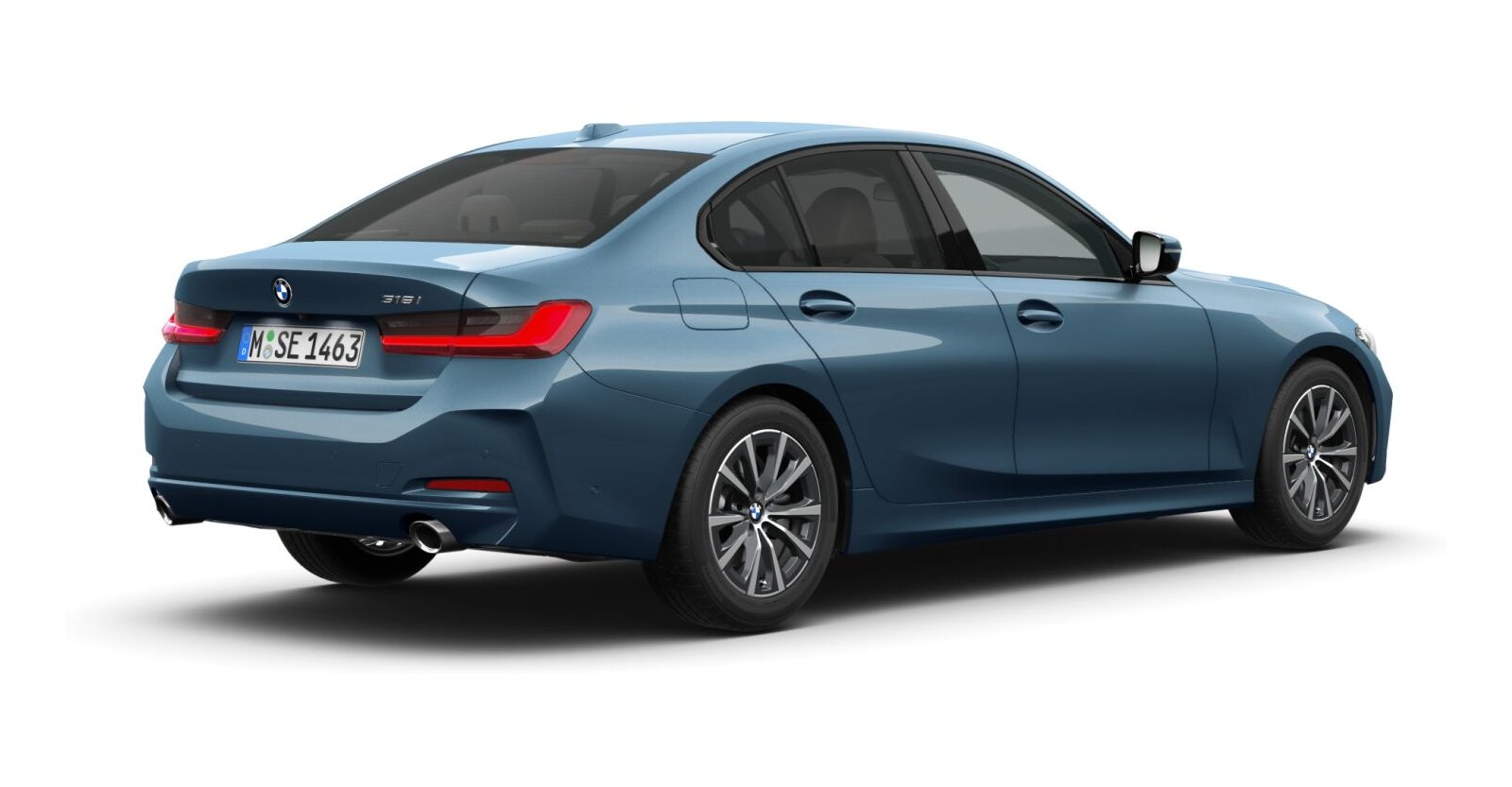 BMW BMW 3er in Blau von hinten BMW BMW 3er in Blau von hinten
