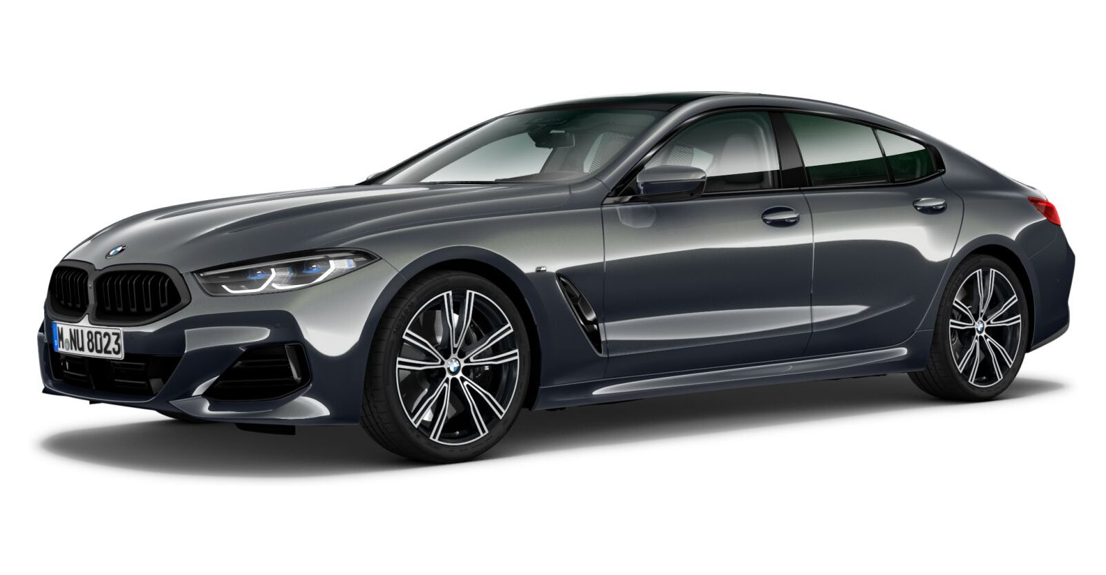 BMW 840d xDrive Gran Coupé in Grau von vorne