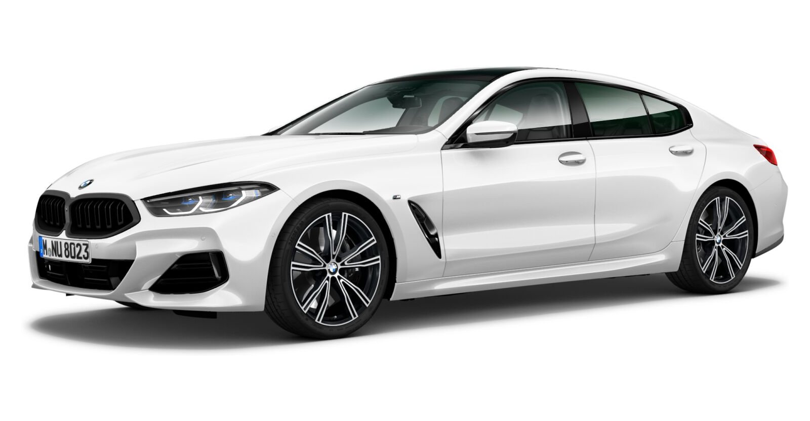 BMW 840d xDrive Gran Coupe in Weiß von vorne