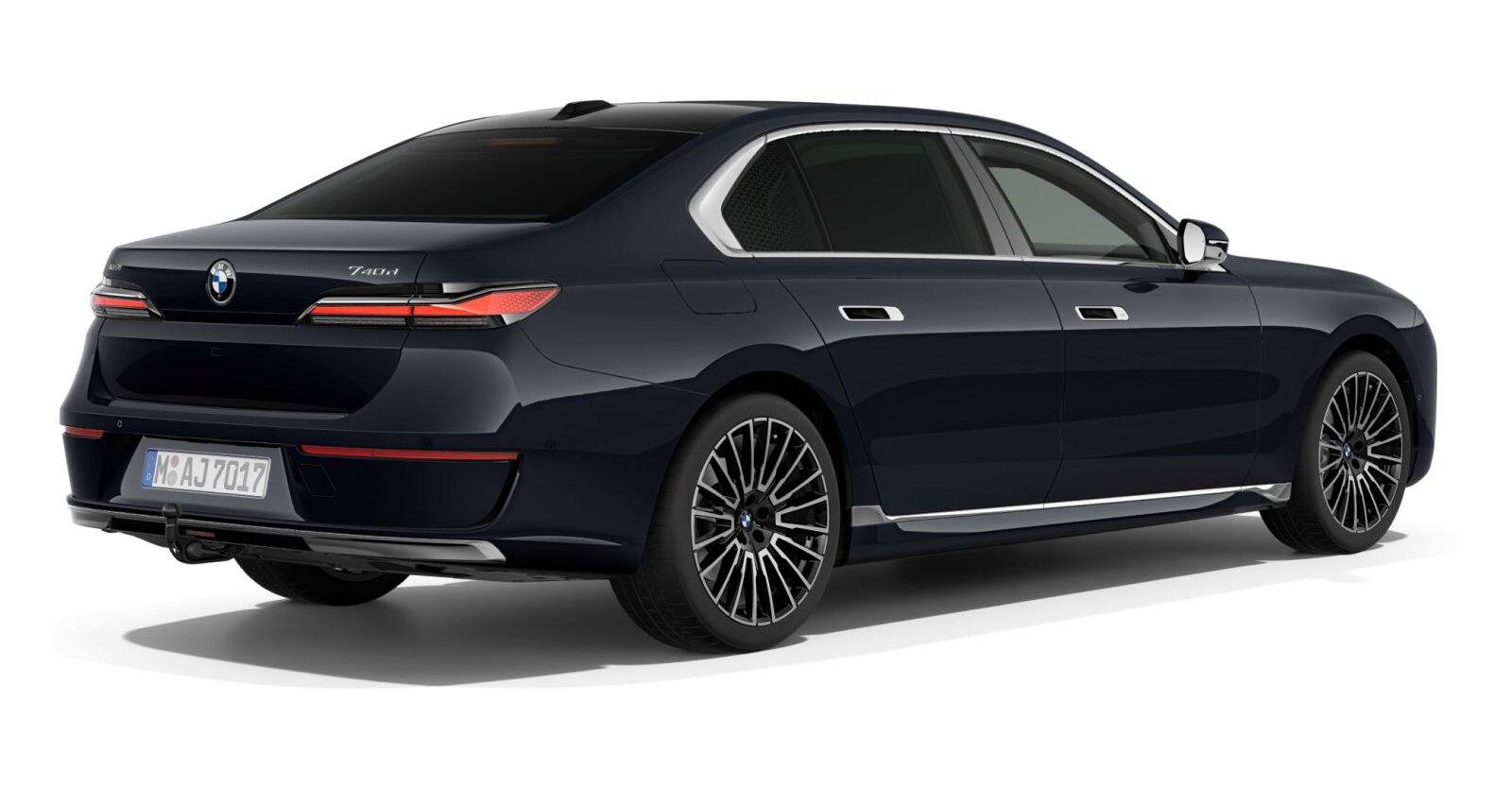 BMW BMW 7er in Schwarz von hinten