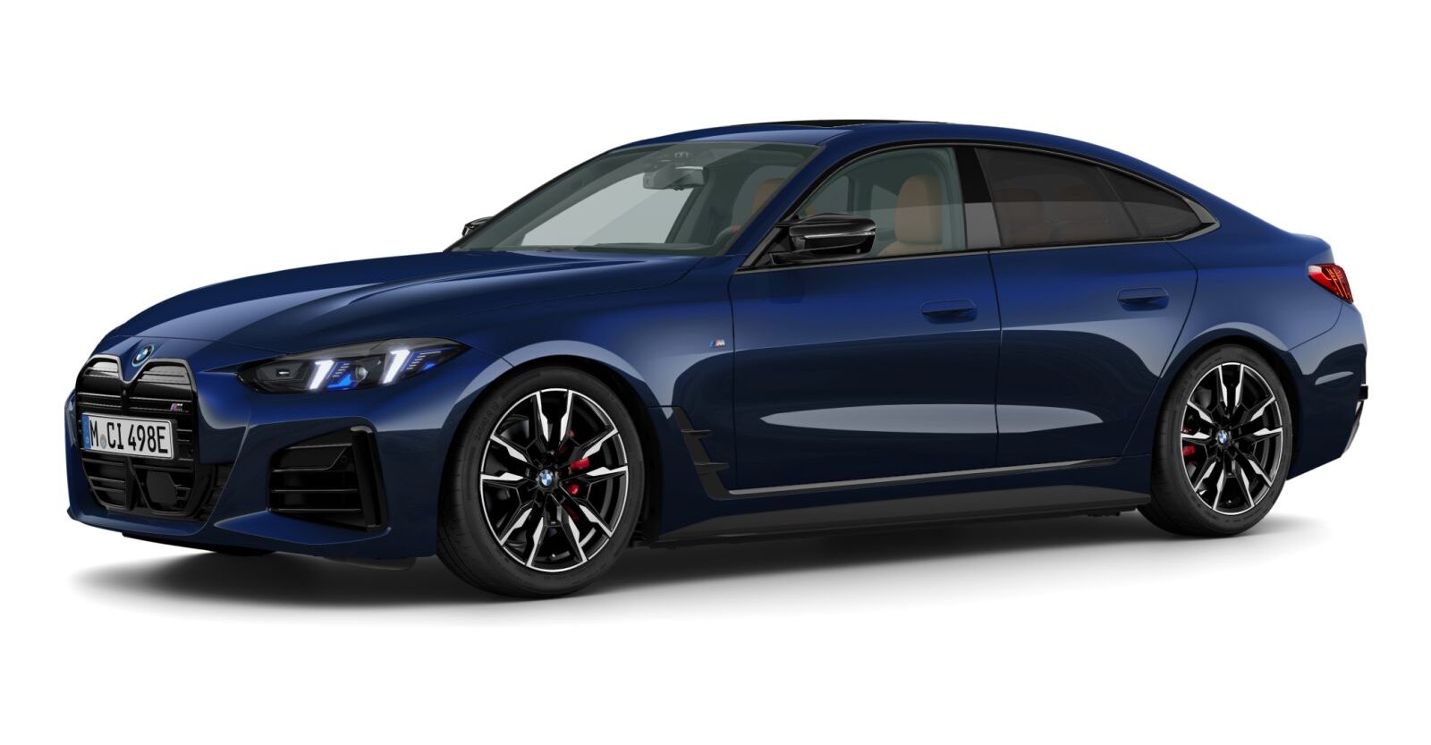 BMW i4 M60 xDrive Gran Coupé in Blau von vorne