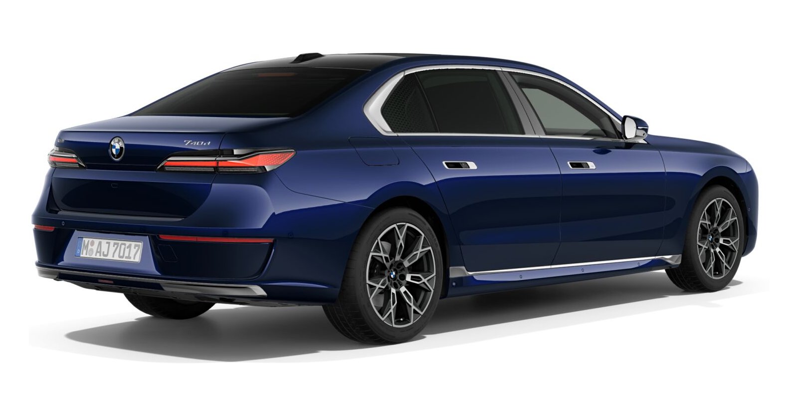 BMW BMW 7er in Blau von hinten