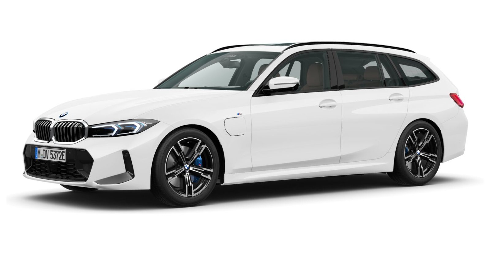 BMW 330e xDrive Touring in Weiß von vorne