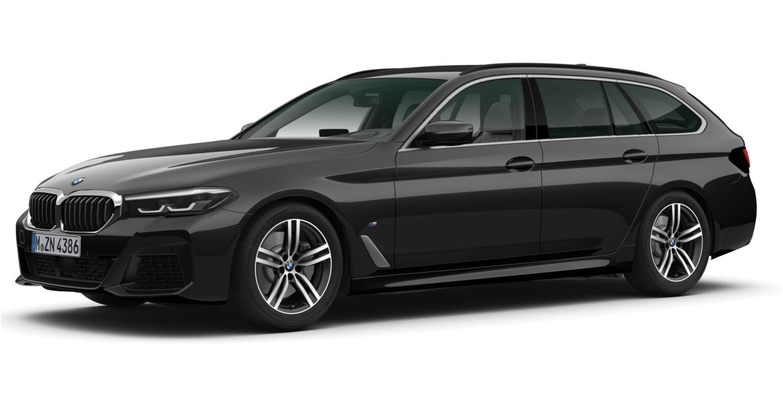 BMW 540d xDrive Touring in Schwarz von vorne