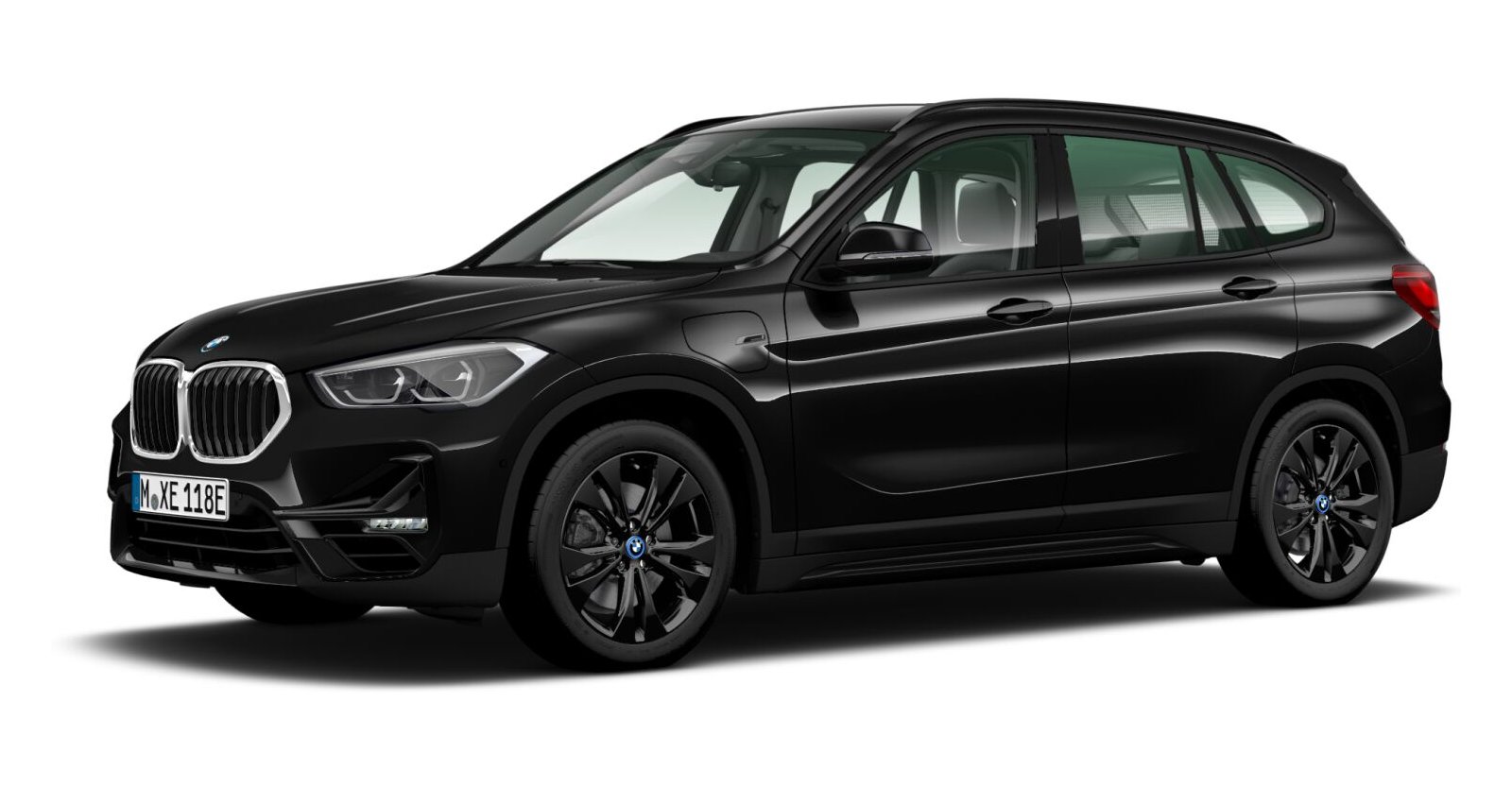 BMW X1 xDrive25e in Schwarz von vorne BMW X1 xDrive25e in Schwarz von vorne