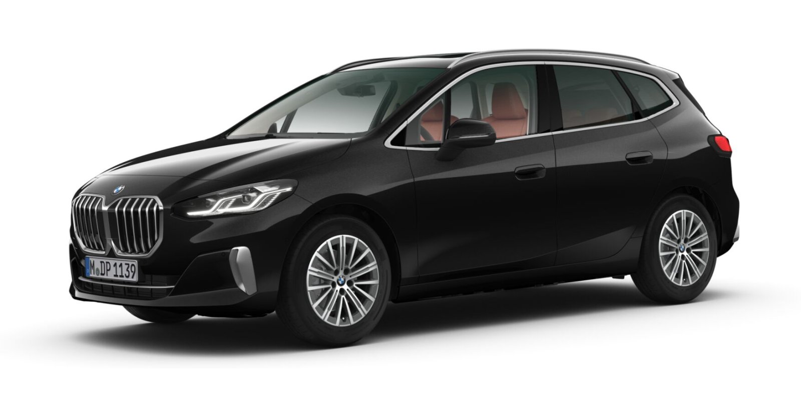 BMW 220i Active Tourer in Schwarz von vorne