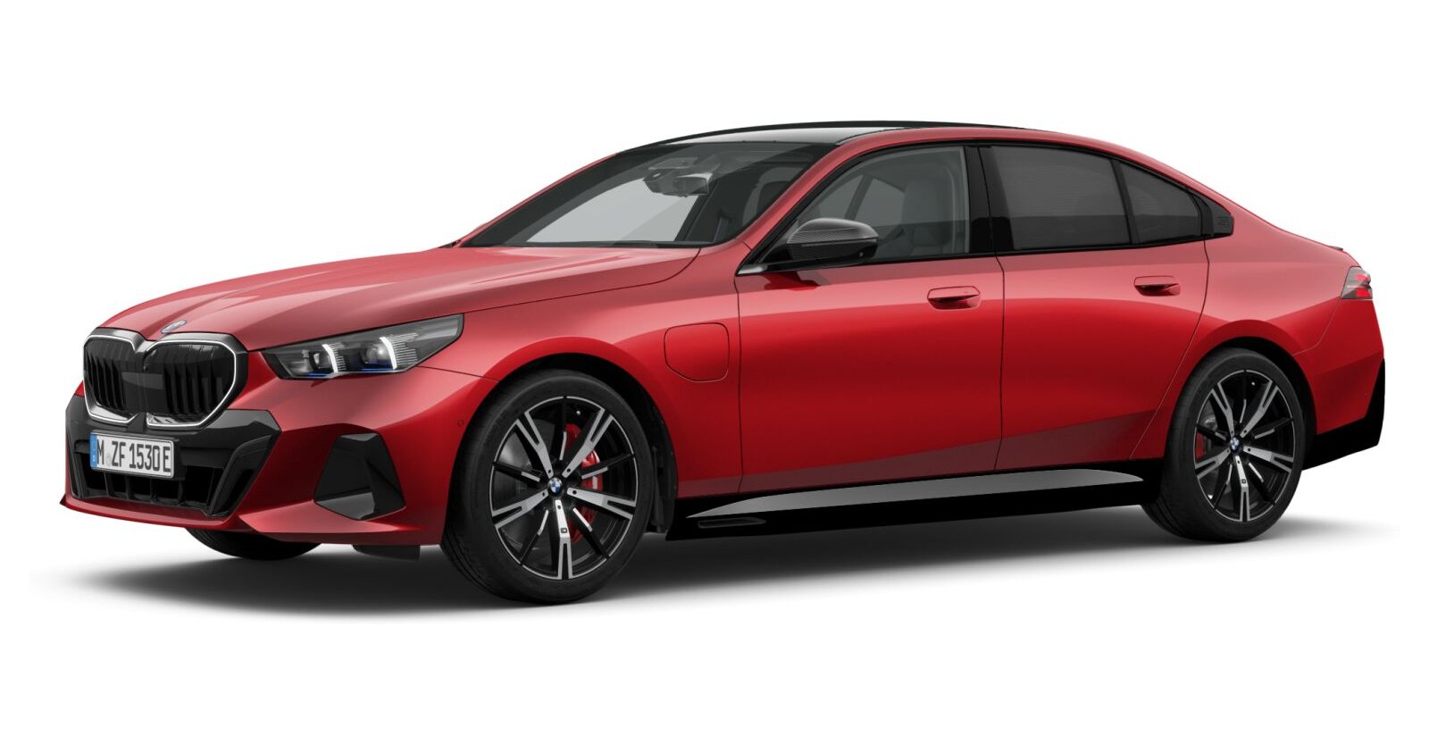 BMW 550e xDrive Limousine in Rot von vorne BMW 550e xDrive Limousine in Rot von vorne