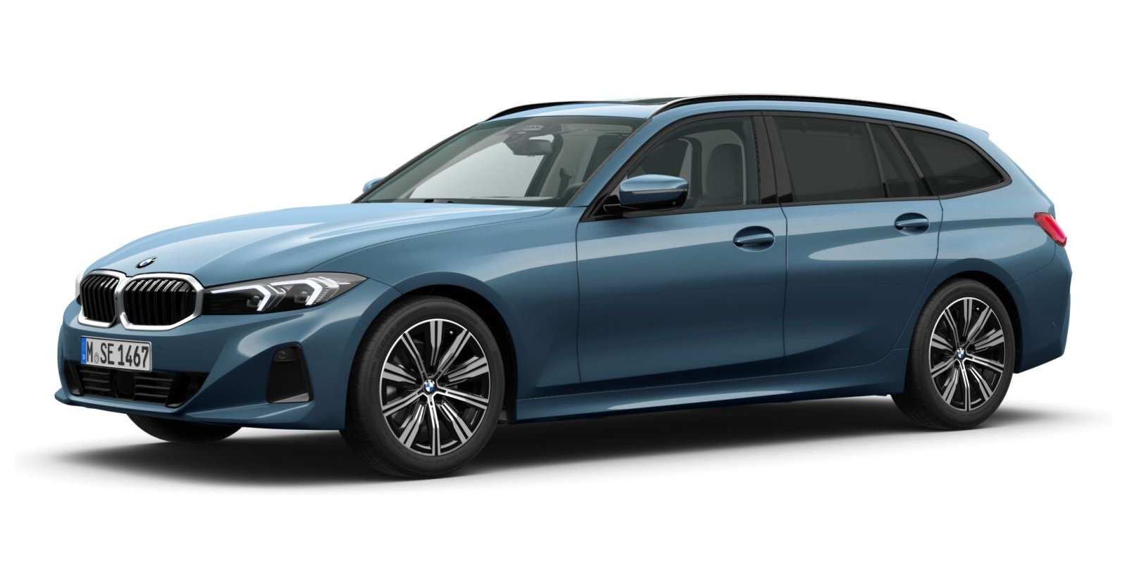 BMW 318i Touring in Blau von vorne