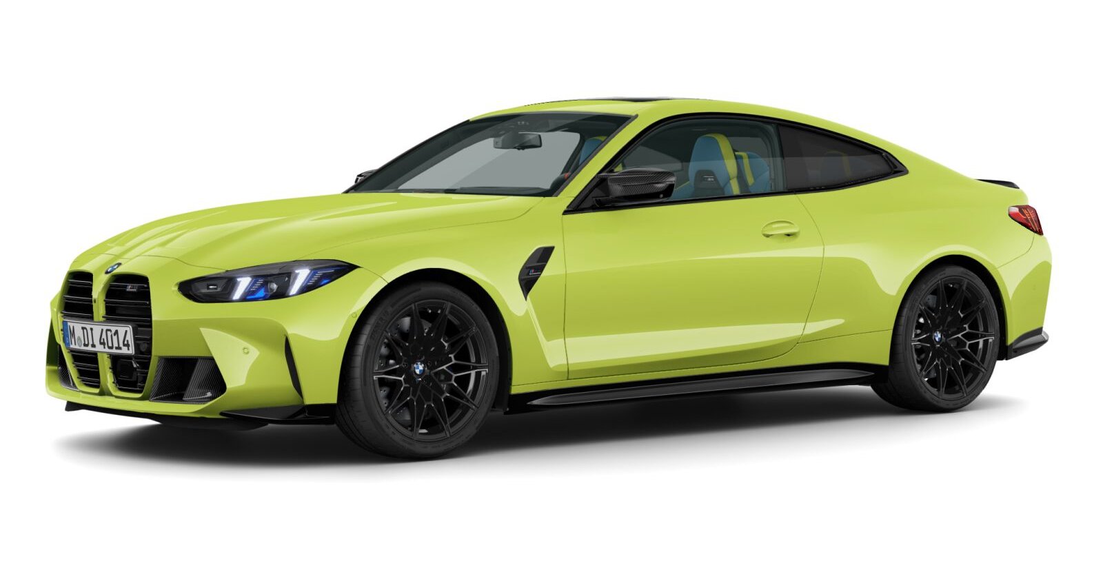 BMW M4 Competition Coupé mit M xDrive in Gelb von vorne BMW M4 Competition Coupé mit M xDrive in Gelb von vorne
