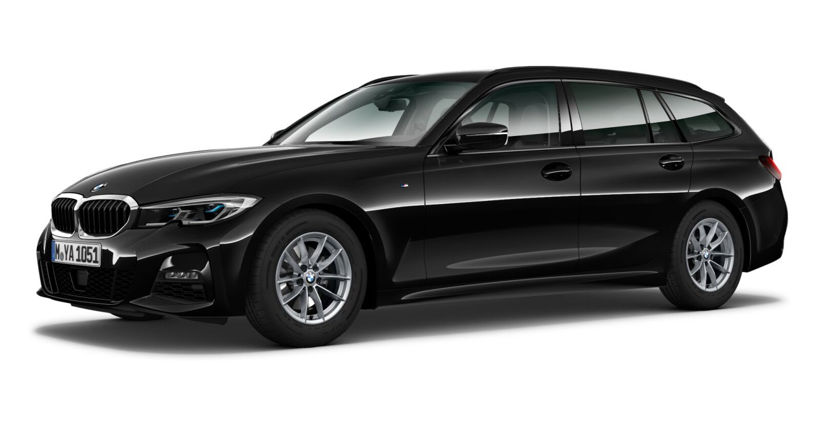 BMW 320i Touring in Schwarz von vorne BMW 320i Touring in Schwarz von vorne