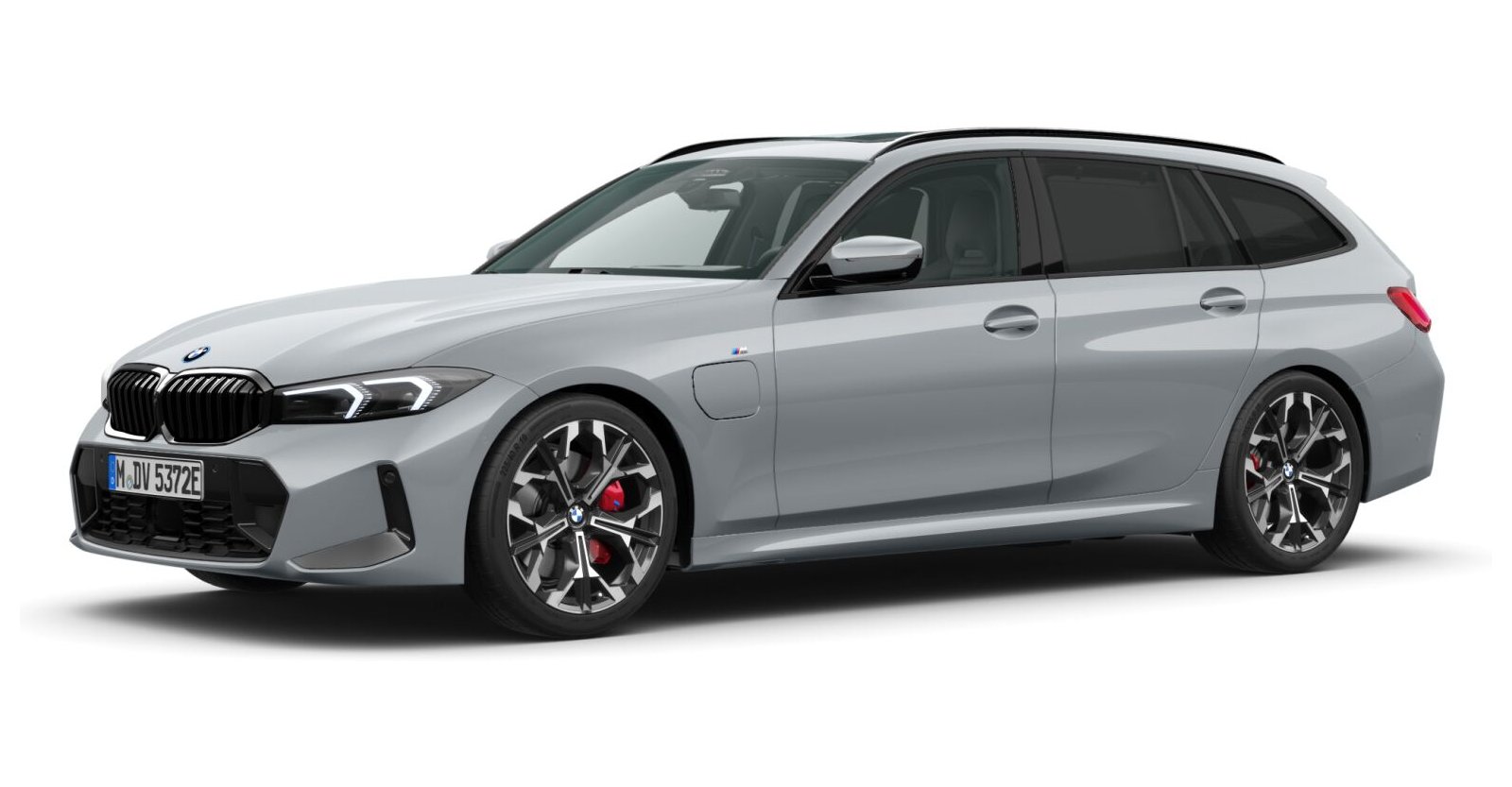 BMW 330e xDrive Touring in Grau von vorne BMW 330e xDrive Touring in Grau von vorne