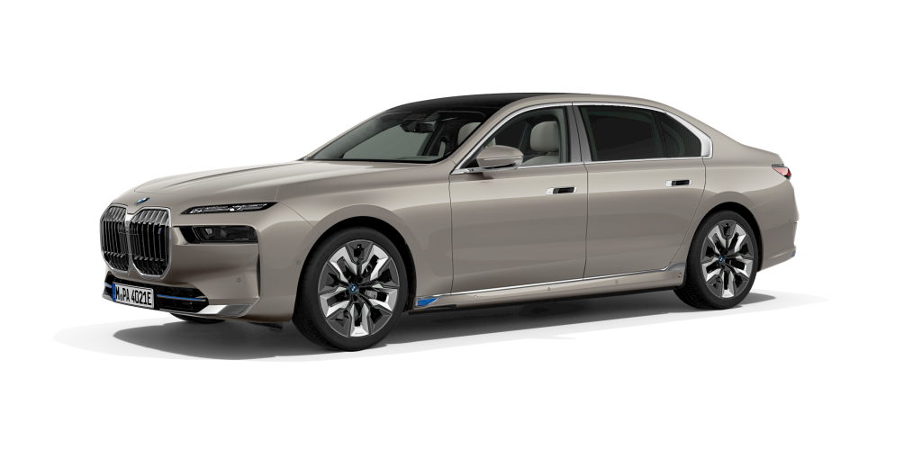 BMW i7 xDrive60 Limousine in Grau von vorne BMW i7 xDrive60 Limousine in Grau von vorne