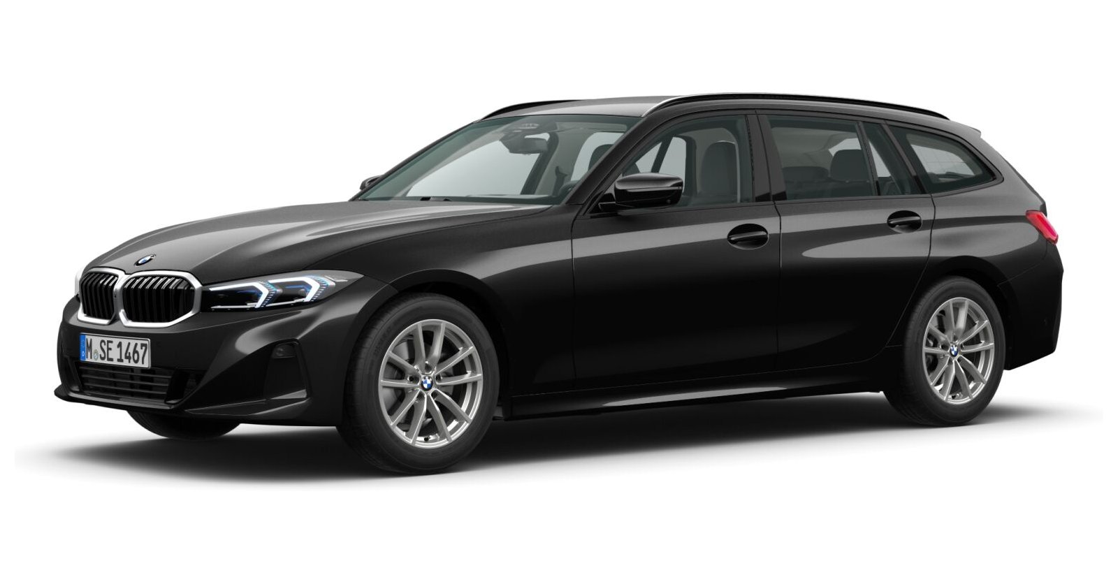 BMW 318d Touring in Schwarz von vorne