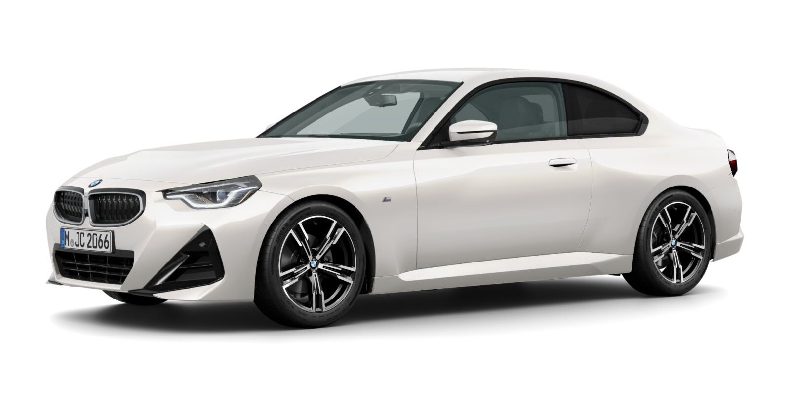 BMW 218i Coupé in Weiß von vorne