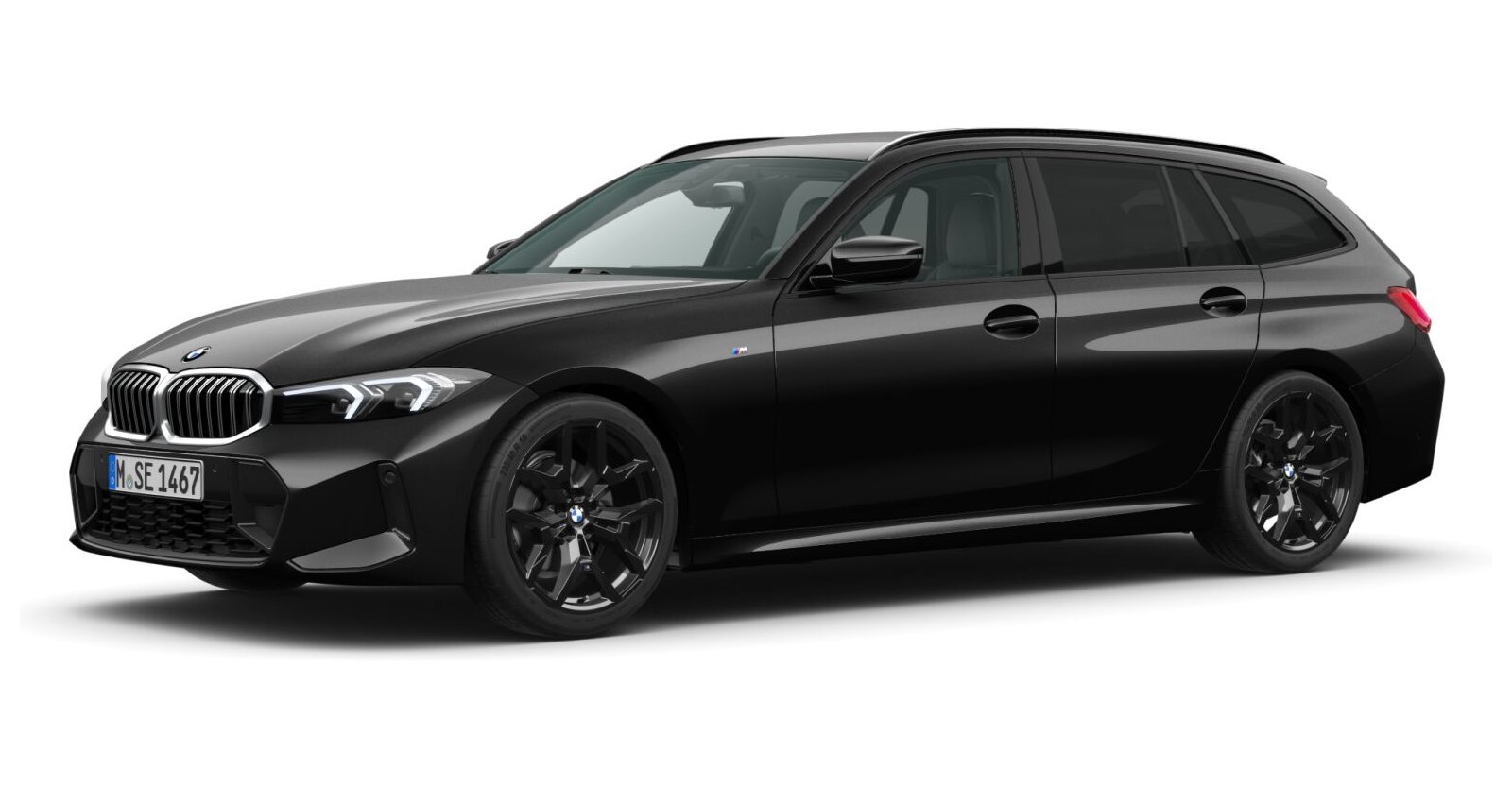 BMW 318d Touring in Schwarz von vorne