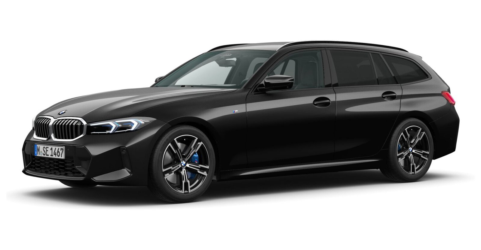 BMW 320d xDrive Touring in Schwarz von vorne