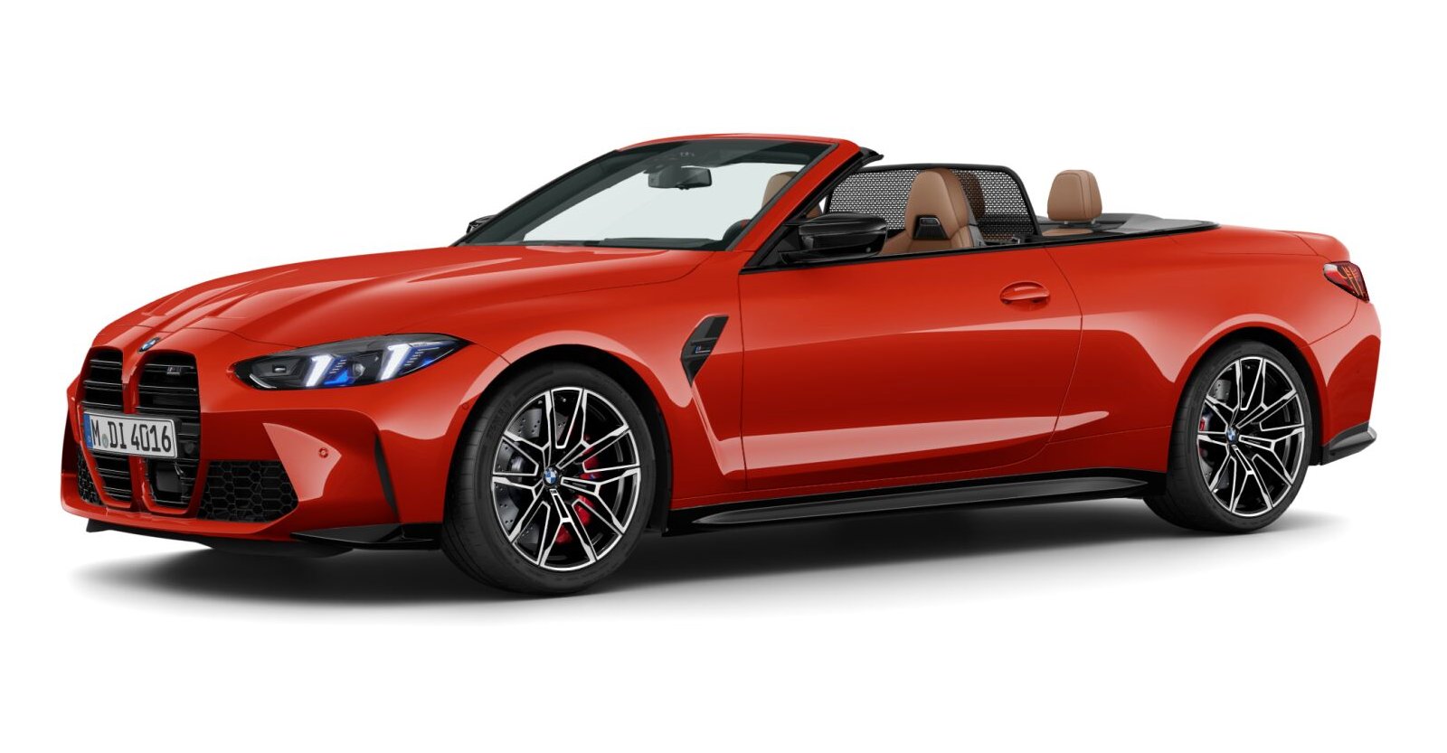 BMW M4 Competition Cabrio mit M xDrive in Rot von vorne