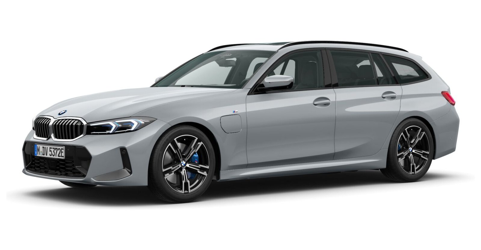 BMW 330e xDrive Touring in Grau von vorne