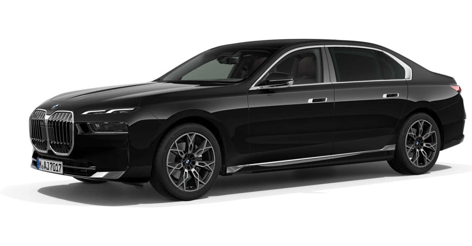 BMW 740d xDrive Limousine in Schwarz von vorne