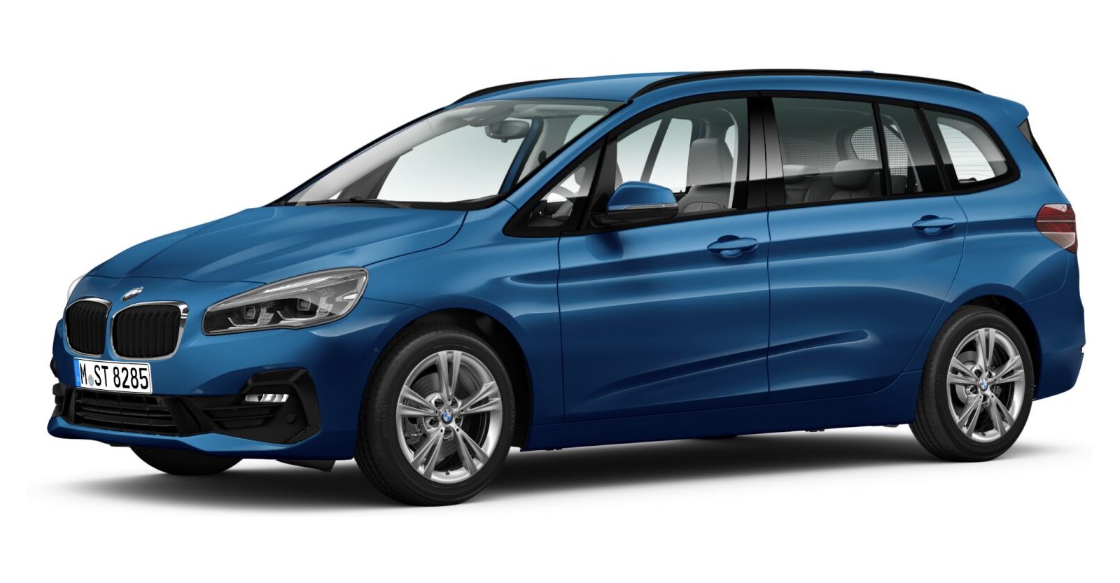 BMW 218i Gran Tourer in Blau von vorne