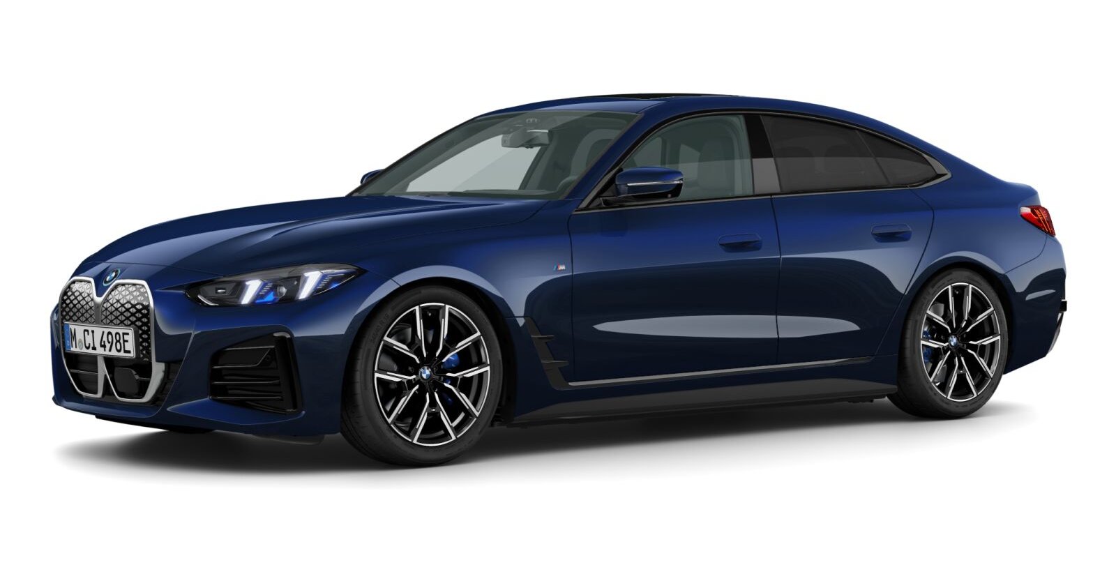 BMW i4 eDrive40 Gran Coupé in Blau von vorne