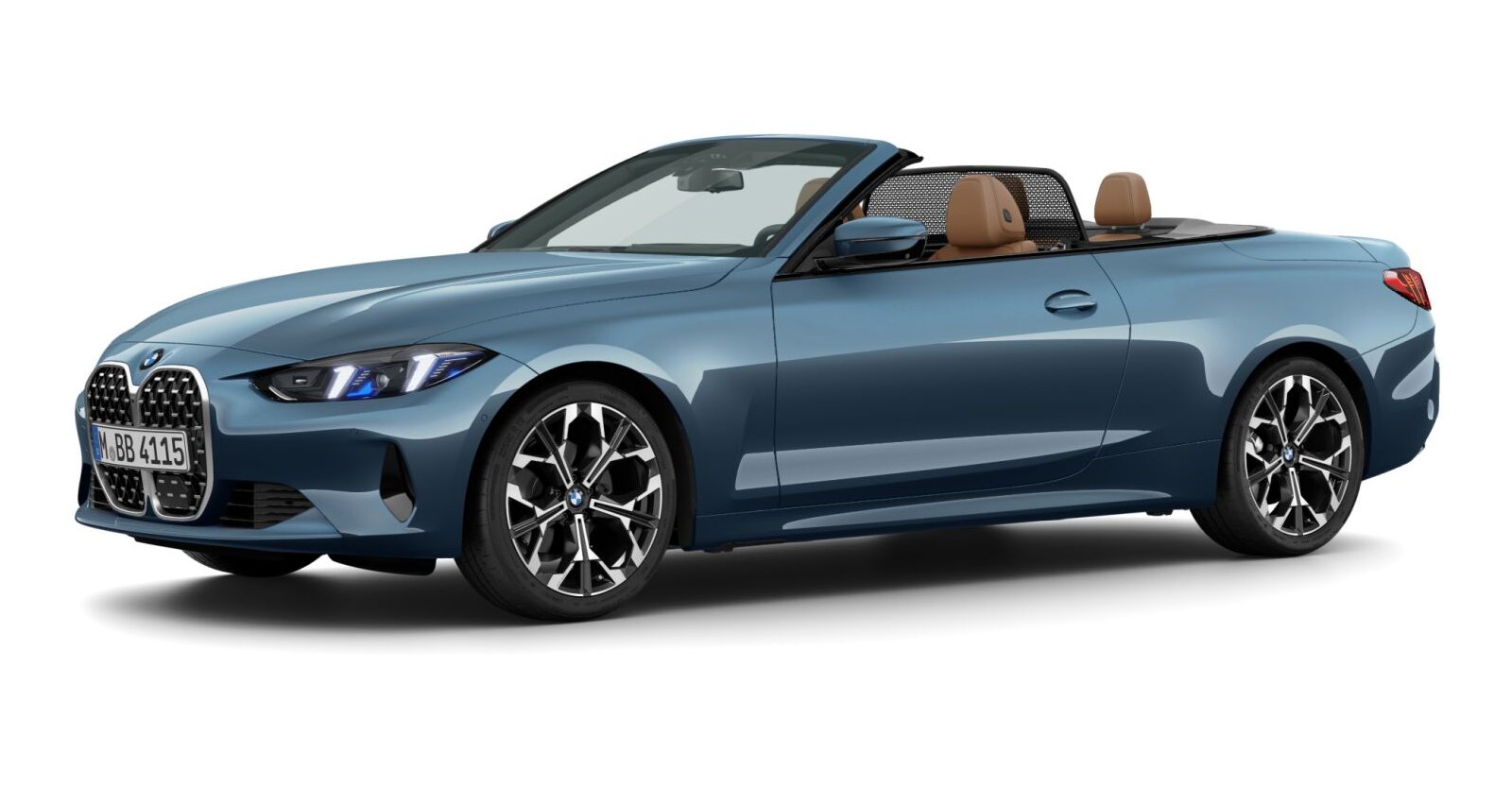 BMW 430i xDrive Cabrio in Blau von vorne
