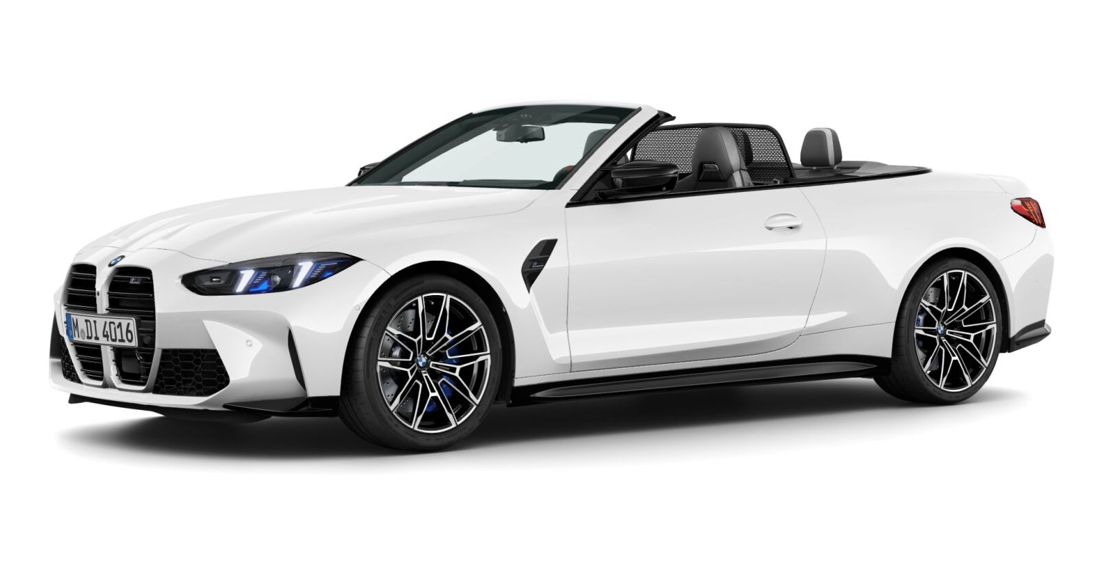 BMW M4 Competition Cabrio mit M xDrive in Weiß von vorne BMW M4 Competition Cabrio mit M xDrive in Weiß von vorne