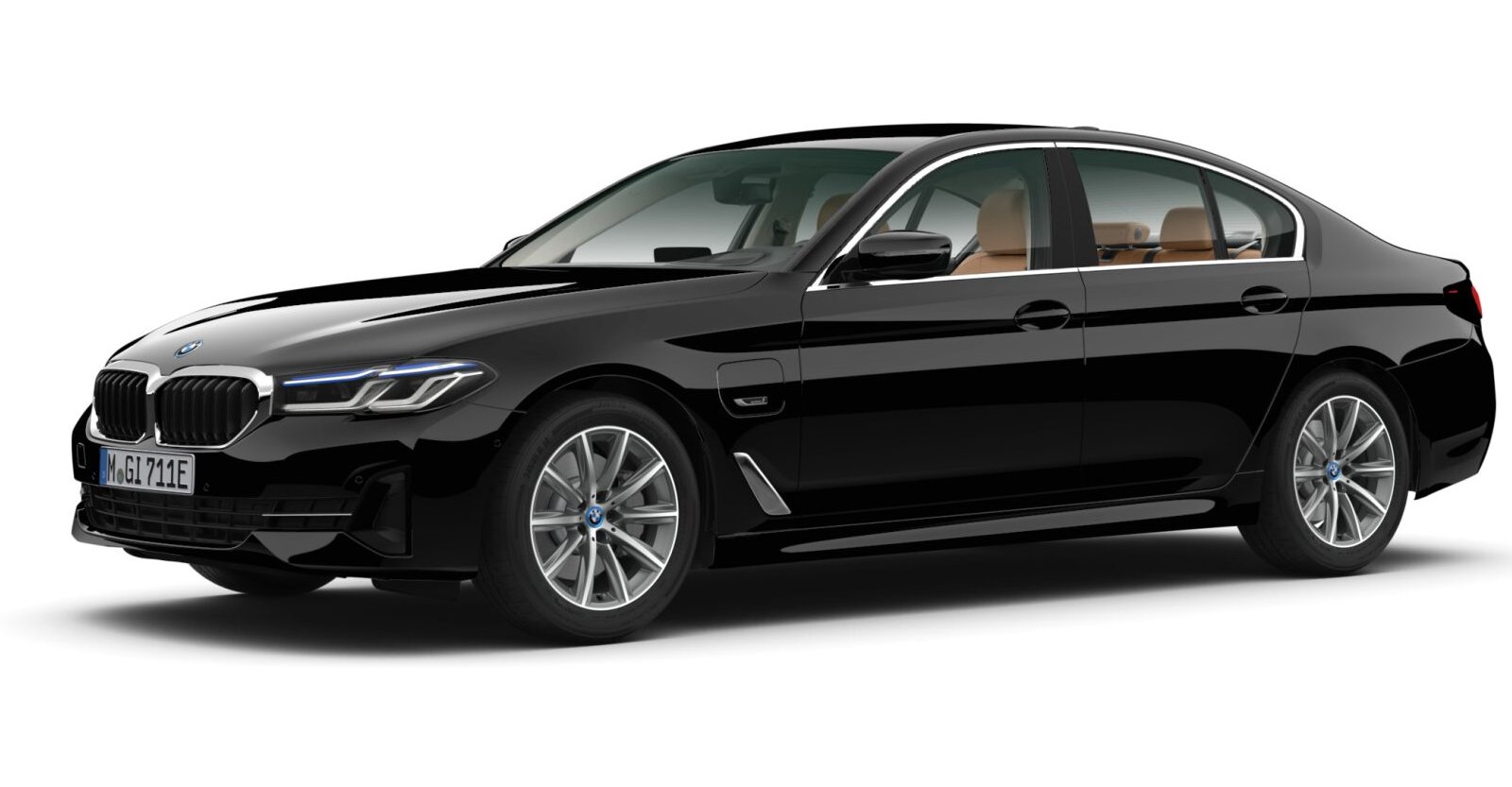 BMW 530e xDrive Limousine in Schwarz von vorne