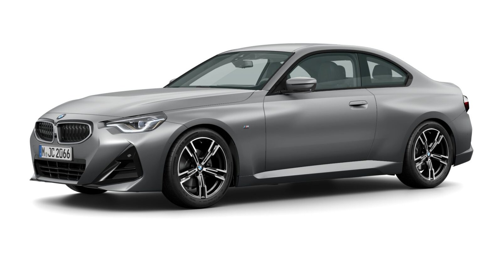 BMW 218i Coupé in Grau von vorne