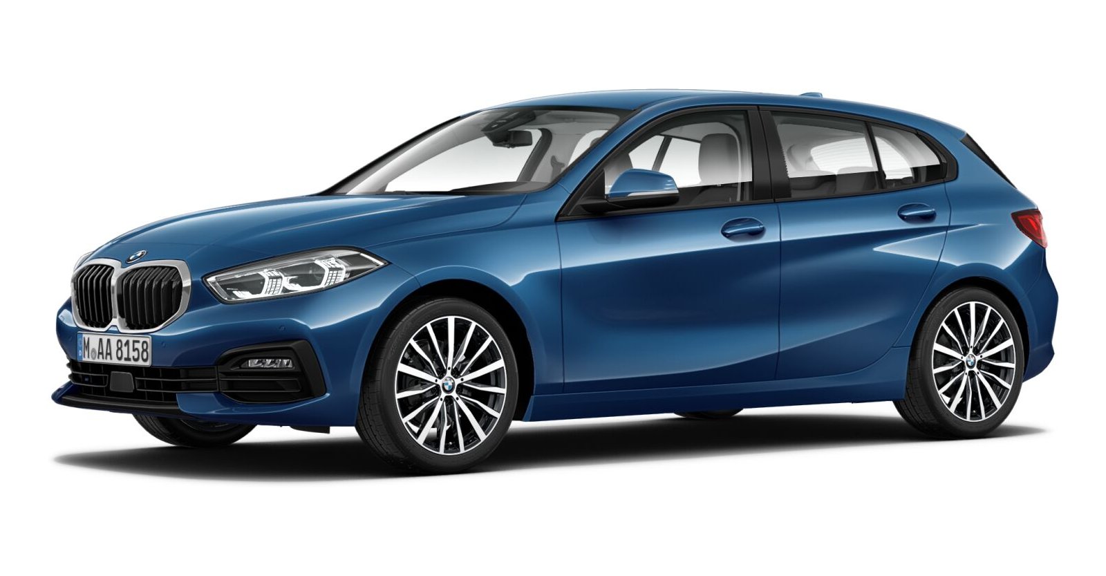 BMW 118i in Blau von vorne
