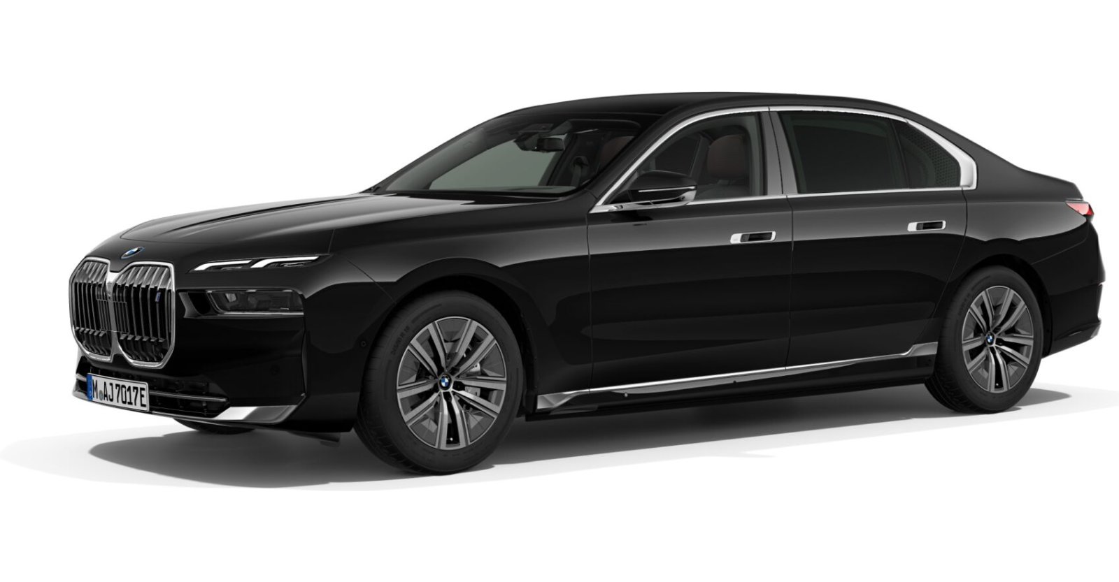 BMW i7 xDrive60 Limousine in Schwarz von vorne