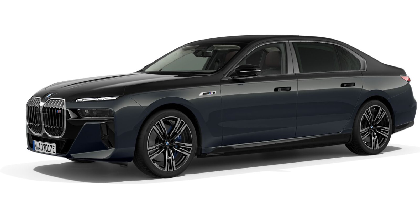 BMW i7 M70 xDrive Limousine in Grau von vorne BMW i7 M70 xDrive Limousine in Grau von vorne