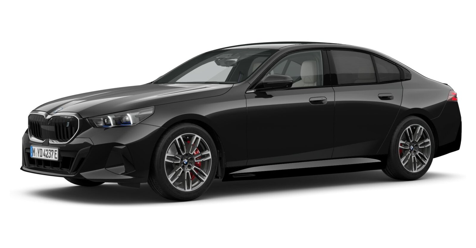 BMW i5 eDrive40 Limousine in Schwarz von vorne BMW i5 eDrive40 Limousine in Schwarz von vorne