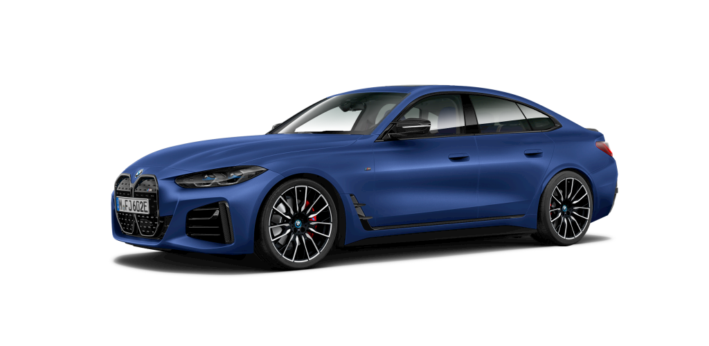 BMW i4 M50 Gran Coupé in Blau von vorne